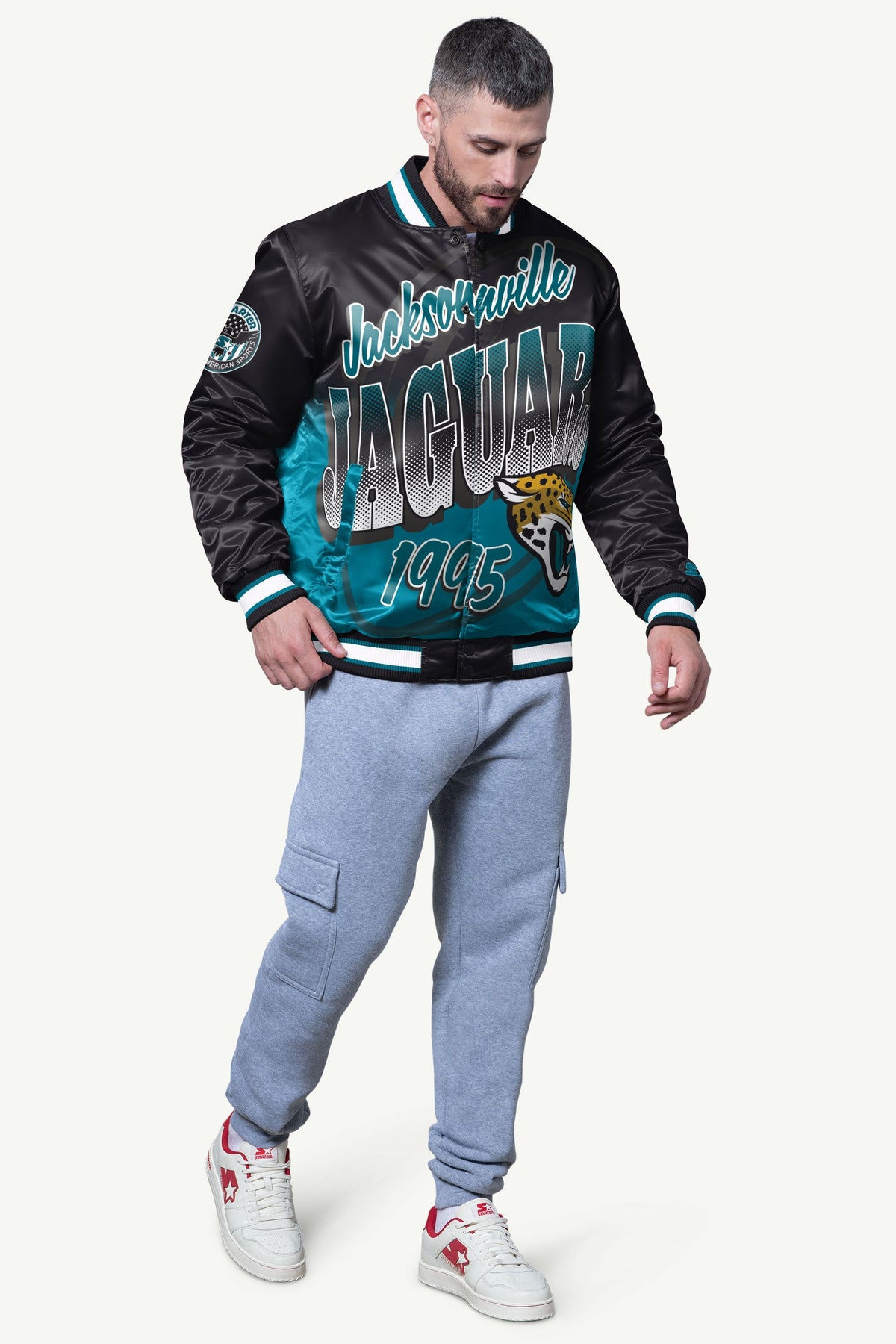 Starter Trending | MENS JACKSONVILLE JAGUARS PASS RUSH SATIN VARSITY JACKETS
