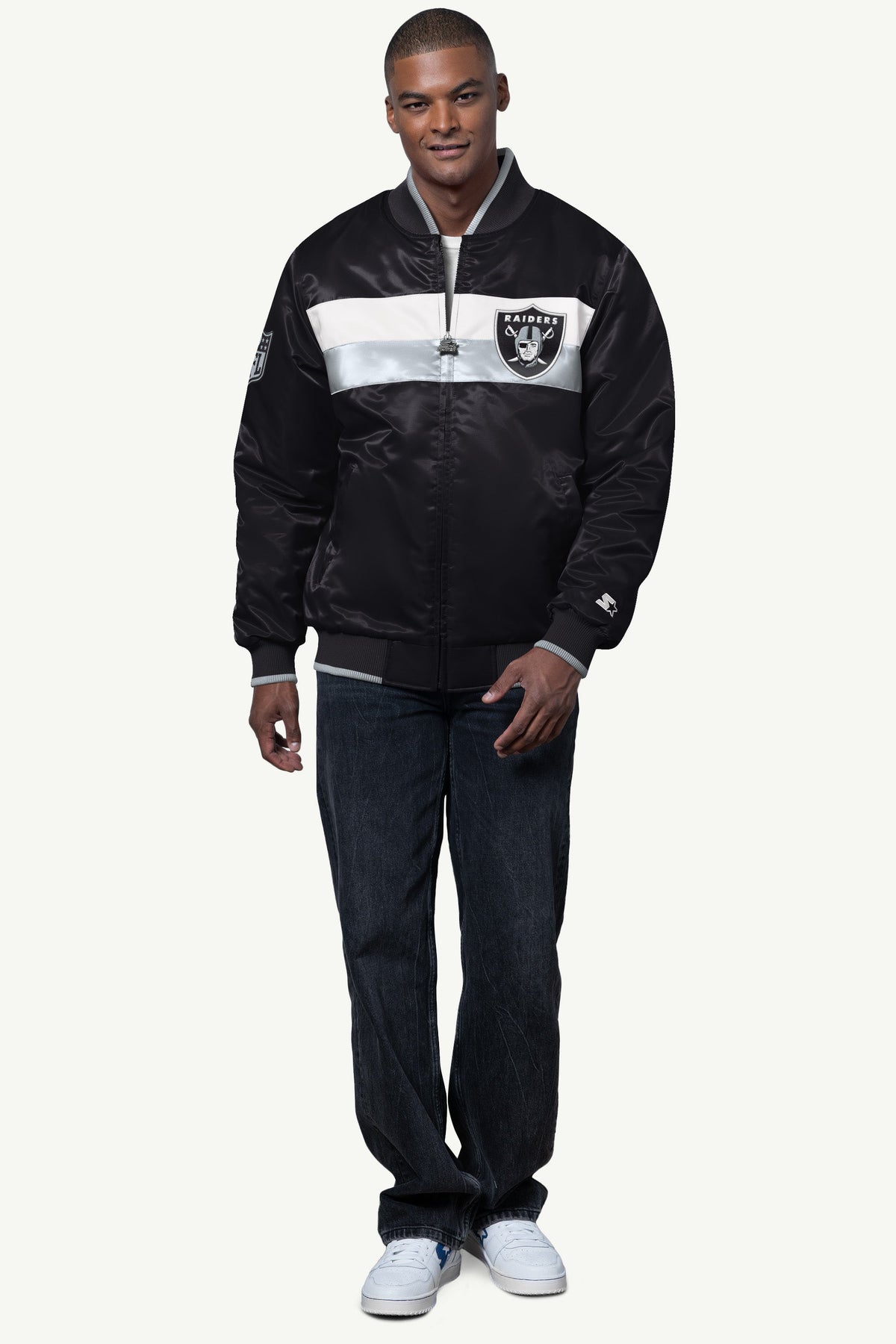 Starter Customer Favorite | MENS LAS VEGAS RAIDERS AMBASSADOR SATIN VARSITY JACKET
