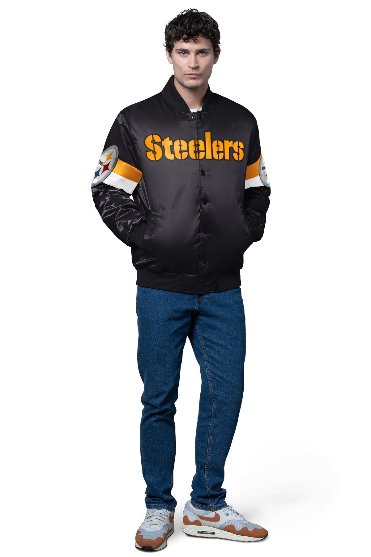 Starter Everyday | MENS PITTSBURGH STEELERS TRIPLE OPTION SATIN VARSITY JACKET