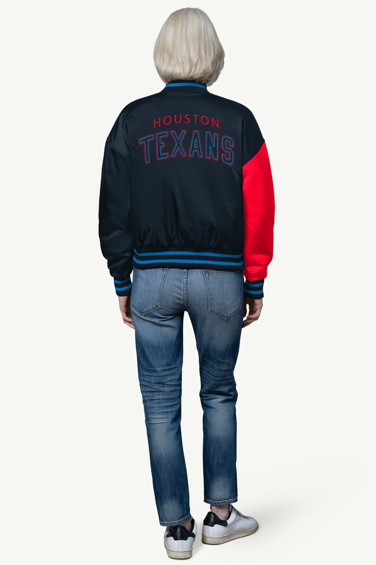 Starter Recommended | WOMENS HOUSTON TEXANS OFFSIDE SATIN VARSITY JACKET