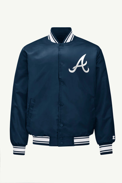 Starter Classic | MENS ATLANTA BRAVES PRINTED HOMEPLATE SATIN VARSITY JACKET