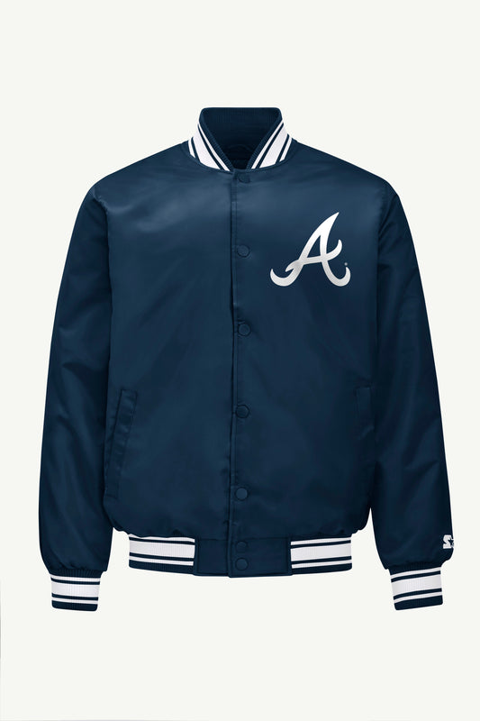 Starter Classic | MENS ATLANTA BRAVES PRINTED HOMEPLATE SATIN VARSITY JACKET