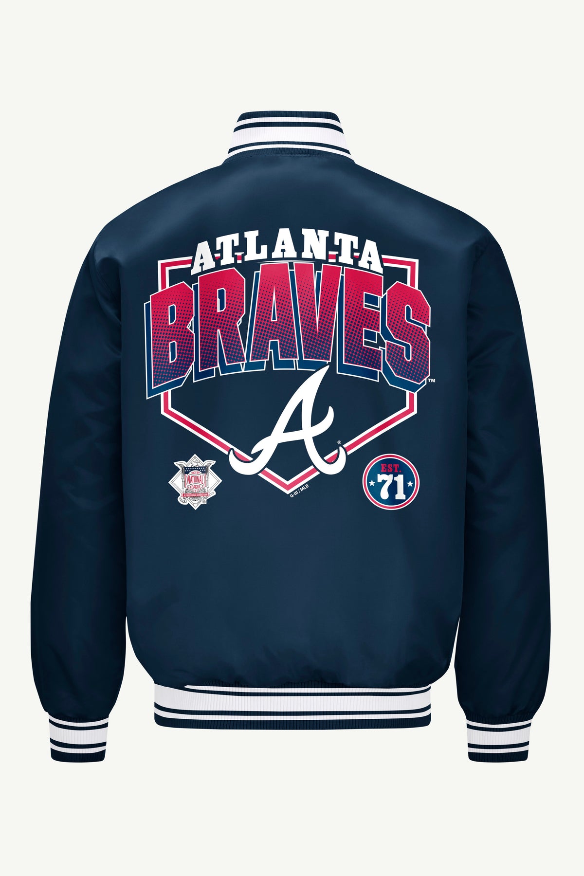 Starter Classic | MENS ATLANTA BRAVES PRINTED HOMEPLATE SATIN VARSITY JACKET