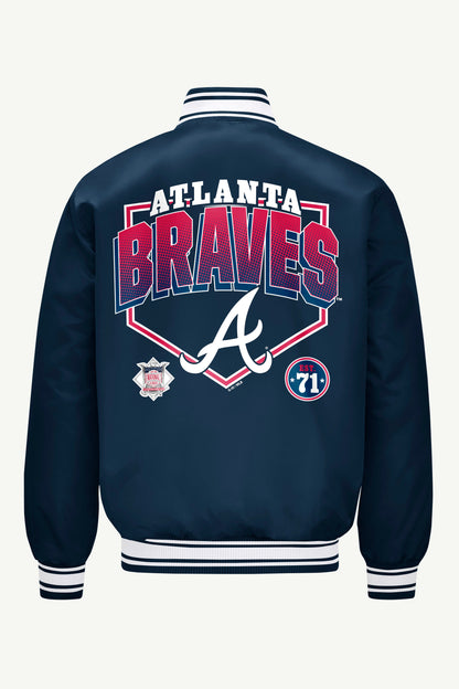 Starter Classic | MENS ATLANTA BRAVES PRINTED HOMEPLATE SATIN VARSITY JACKET