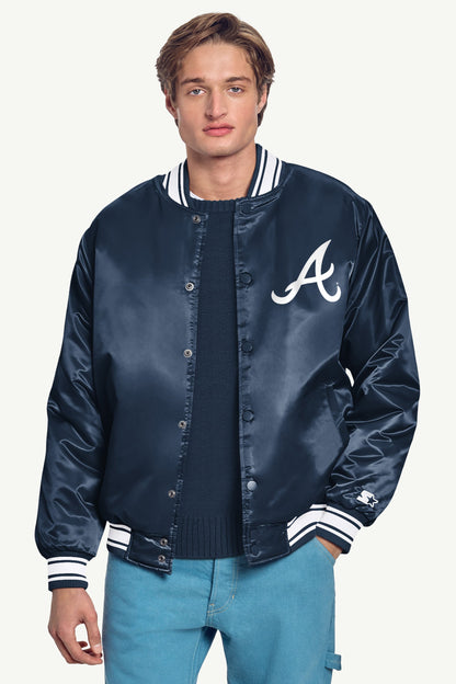 Starter Classic | MENS ATLANTA BRAVES PRINTED HOMEPLATE SATIN VARSITY JACKET