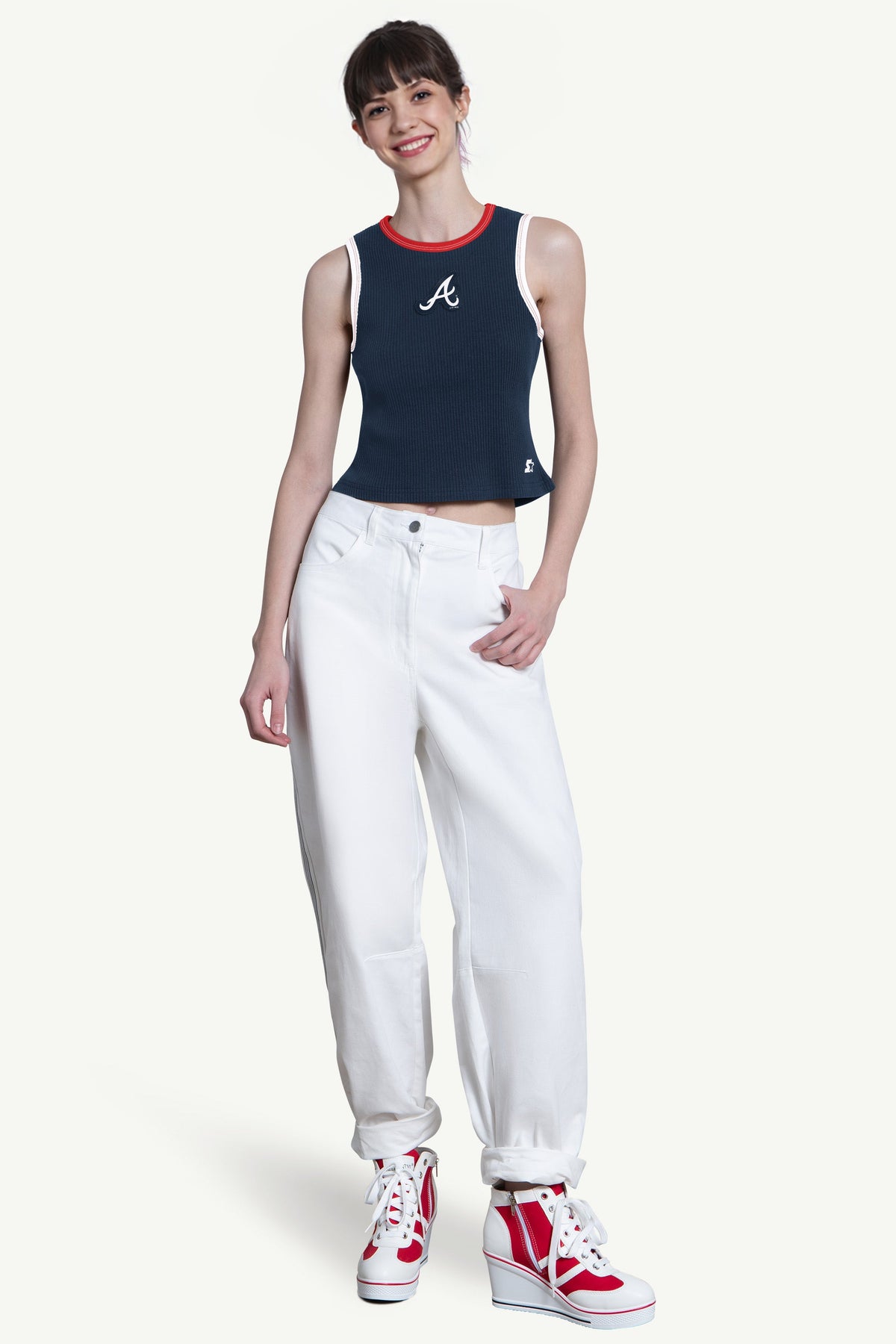Starter Classic | WOMENS ATLANTA BRAVES PLAY THE BALL CROP TANK