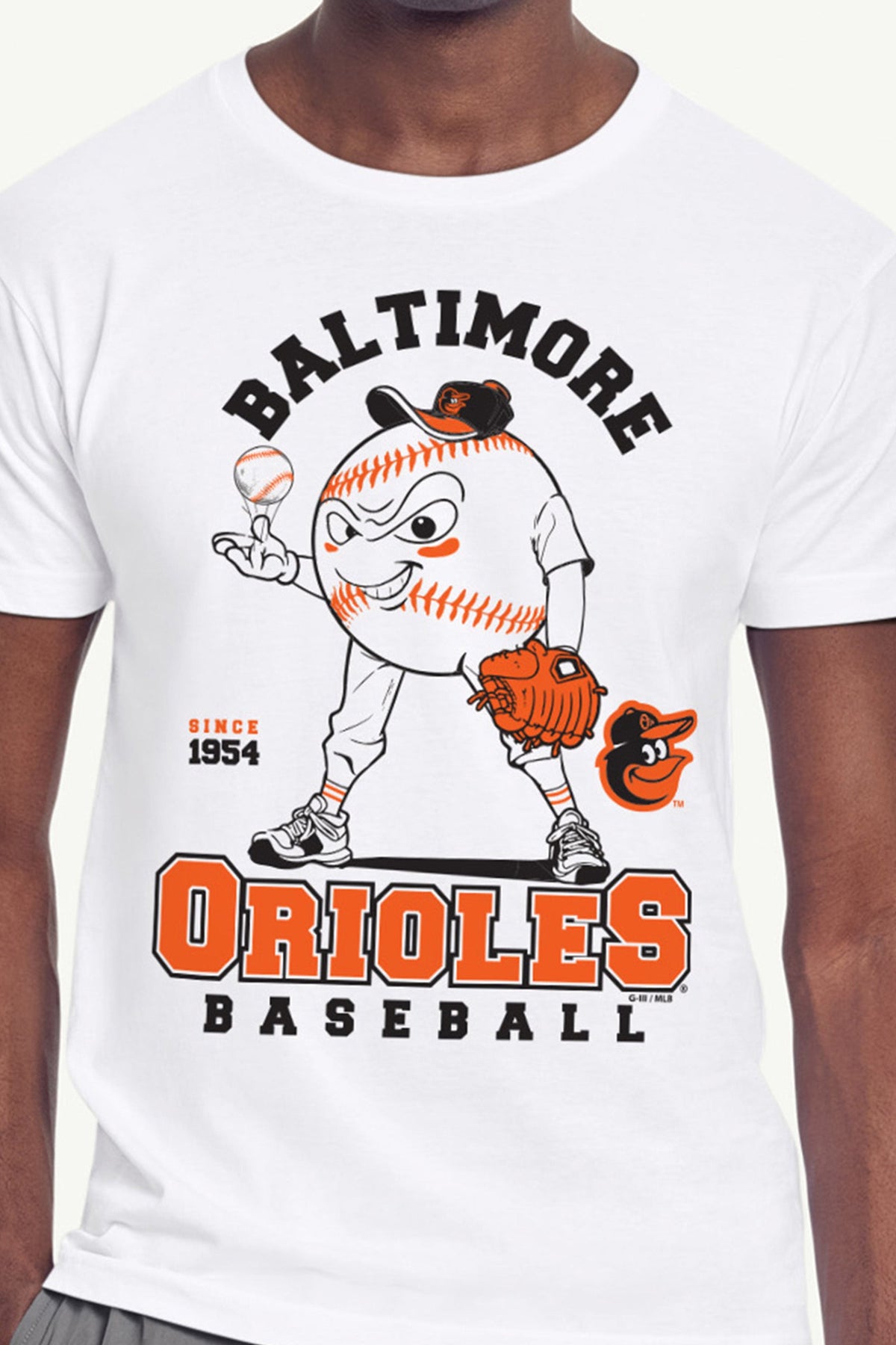 Starter Recommended | MENS BALTIMORE ORIOLES BASEBALL CHARACTER SHORT SLEEVE T SHIRT