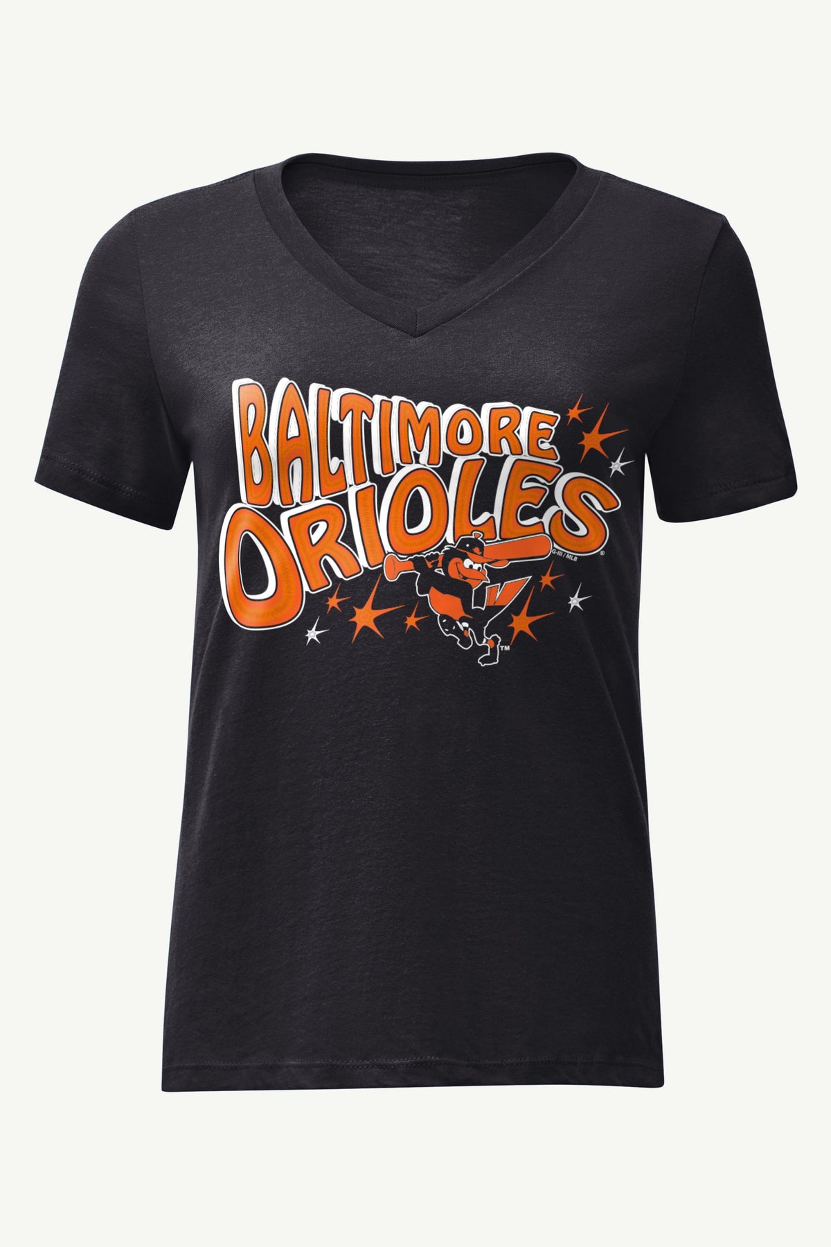 Starter Latest | WOMENS BALTIMORE ORIOLES FIREWORKS V NECK T SHIRT