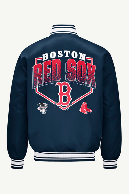 Starter Exclusive | MENS BOSTON RED SOX PRINTED HOMEPLATE SATIN VARSITY JACKET