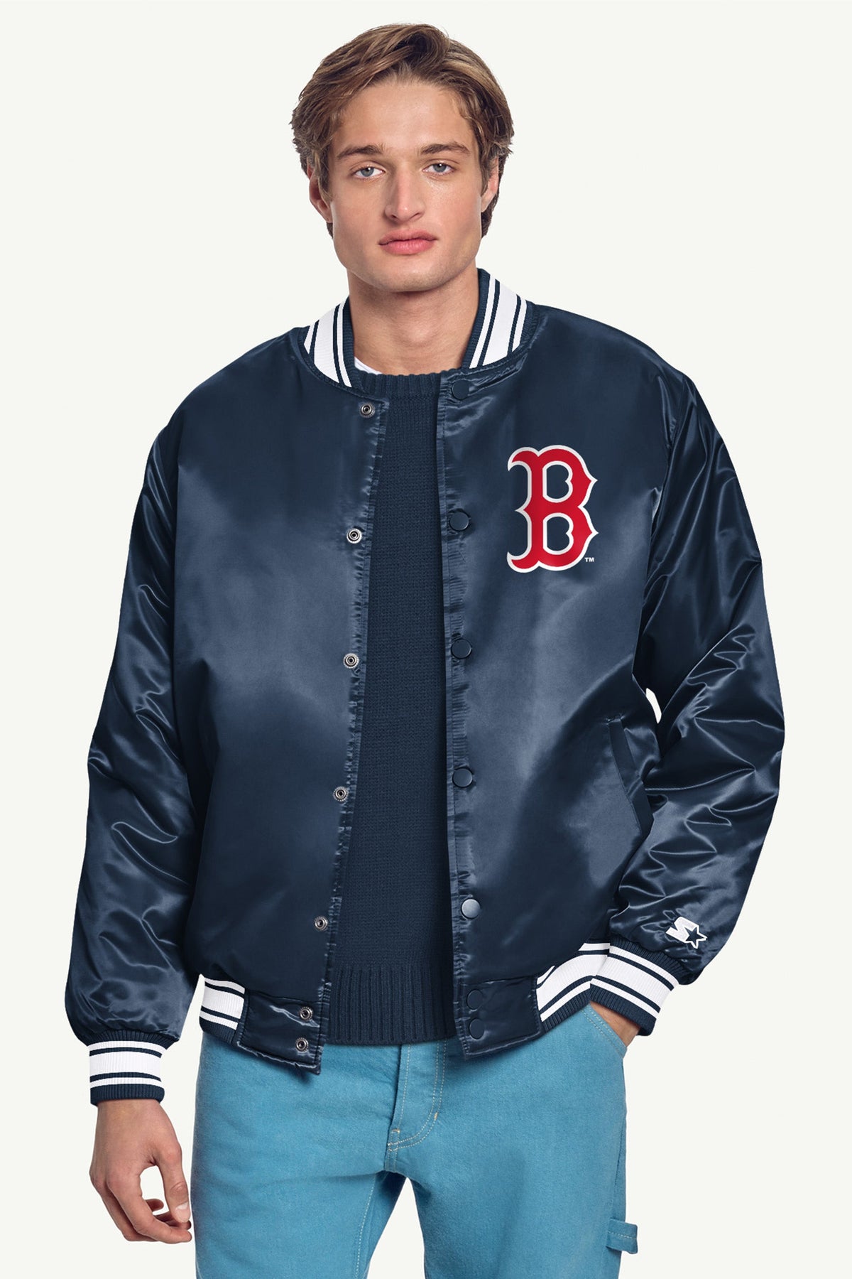 Starter Exclusive | MENS BOSTON RED SOX PRINTED HOMEPLATE SATIN VARSITY JACKET