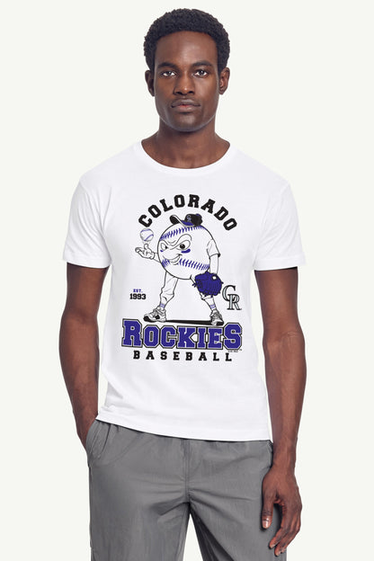 Starter Exclusive | MENS COLORADO ROCKIES BASEBALL CHARACTER SHORT SLEEVE T SHIRT