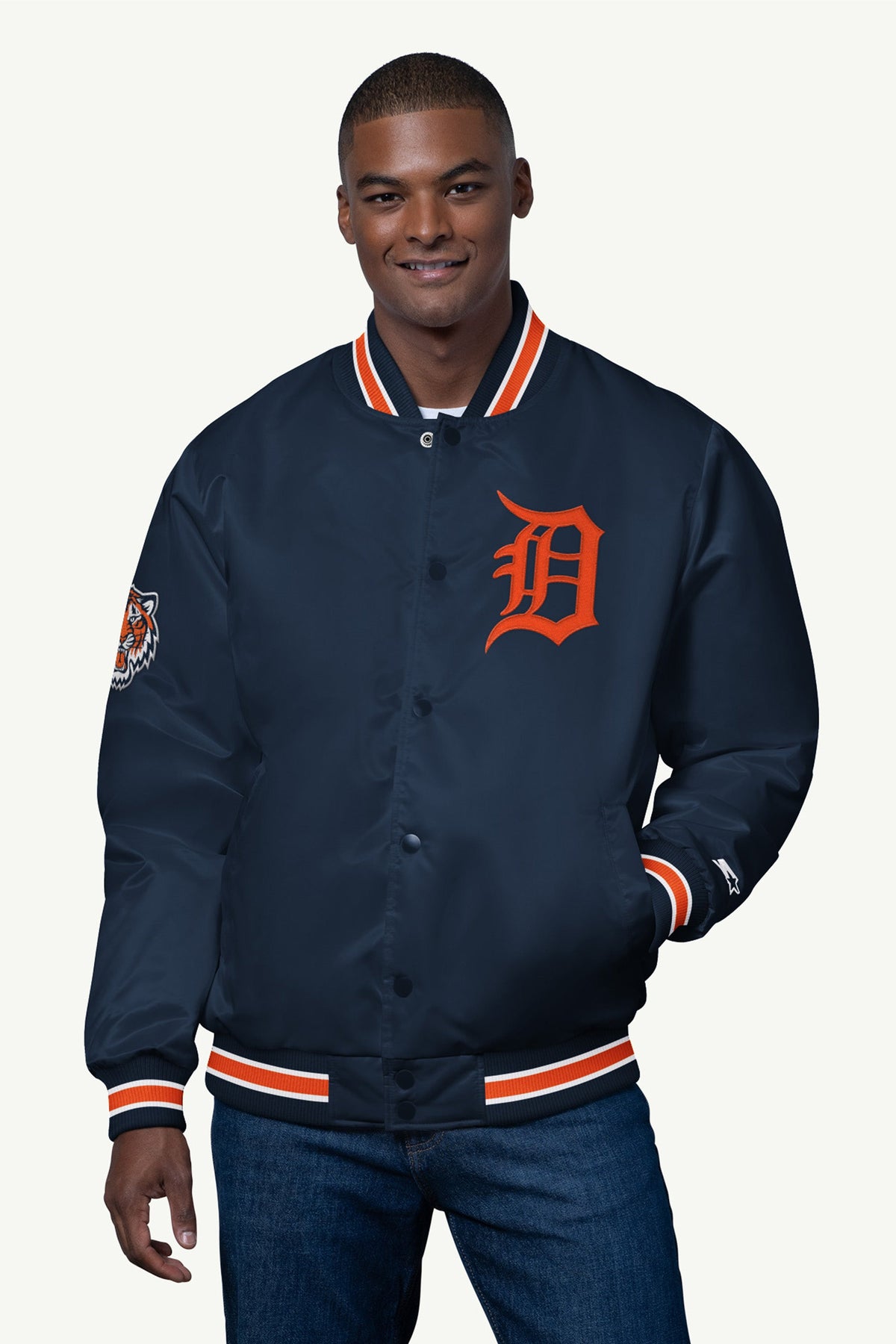 Starter Best Seller | MENS DETROIT TIGERS SATIN VARSITY JACKET