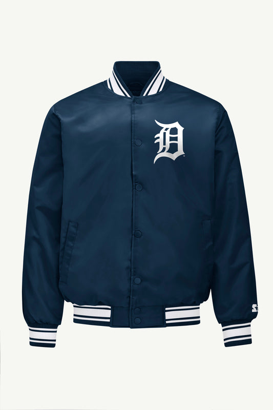 Starter Smart Buy | MENS DETROIT TIGERS PRINTED HOMEPLATE SATIN VARSITY JACKET
