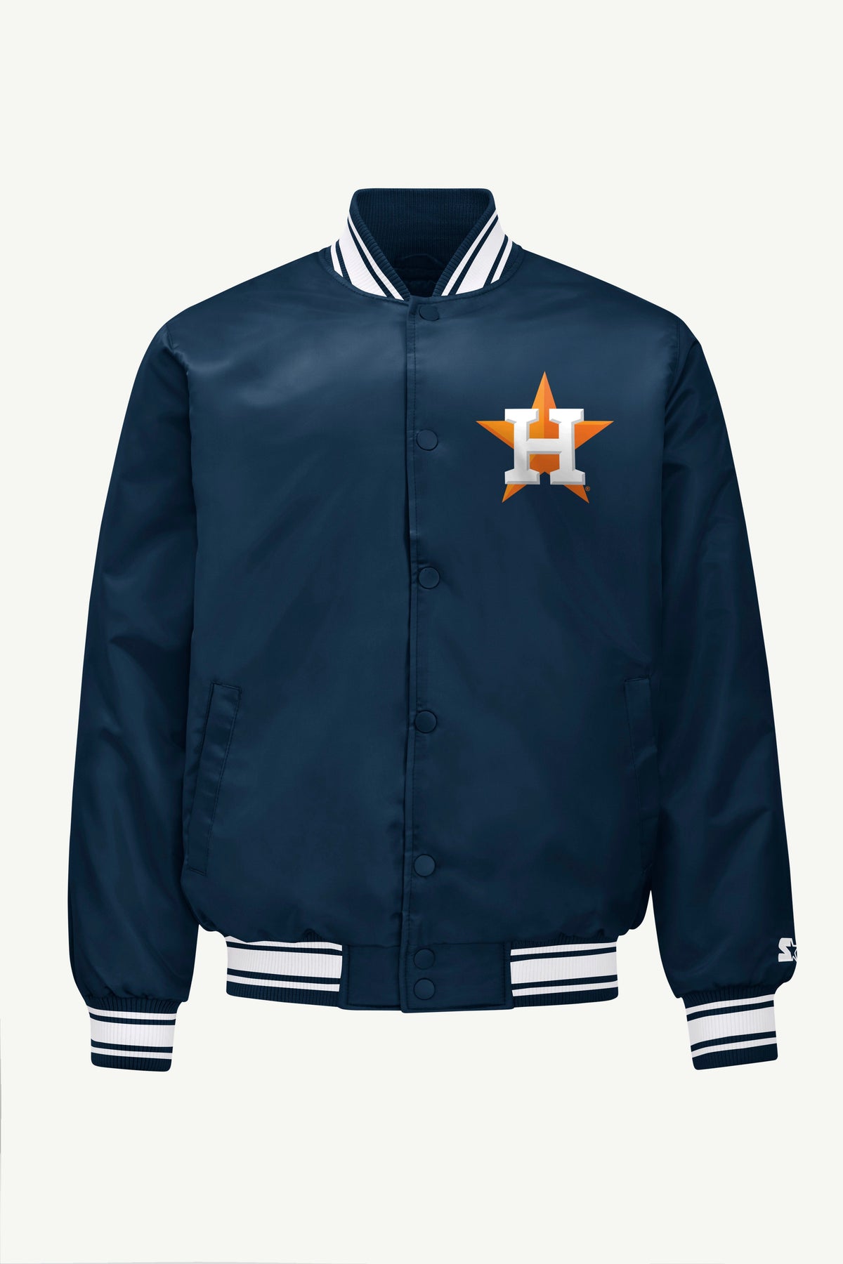 Starter Recommended | MENS HOUSTON ASTROS PRINTED HOMEPLATE SATIN VARSITY JACKET