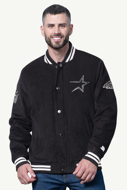 Starter Exclusive | MENS HOUSTON ASTROS BLACKOUT CORDUROY VARSITY JACKET