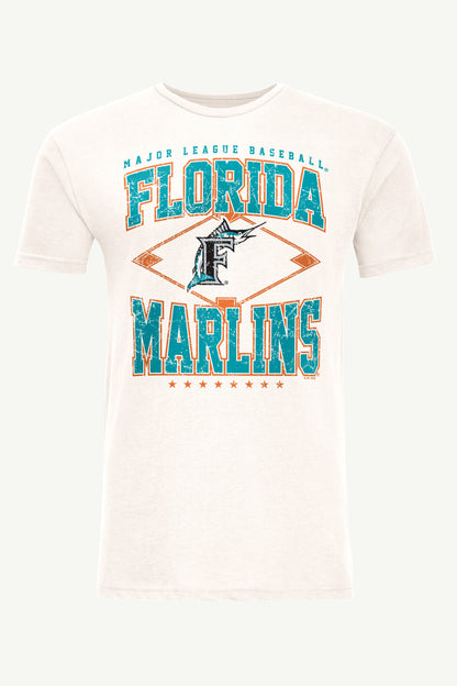 Starter Special Offer | MENS MIAMI MARLINS DISTRESSED COOPERSTOWN DIAMOND SHORT SLEEVE T SHIRT