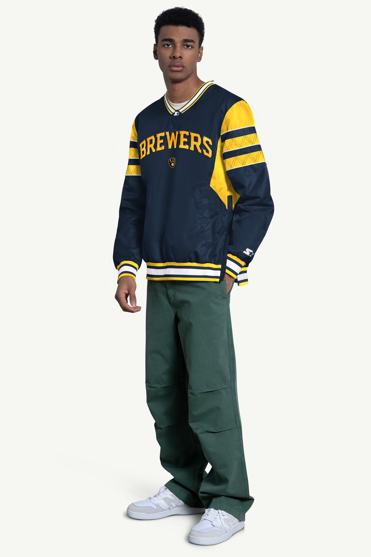 Starter Trusted | MENS MILWAUKEE BREWERS ENFORCER V-NECK PULLOVER JACKET