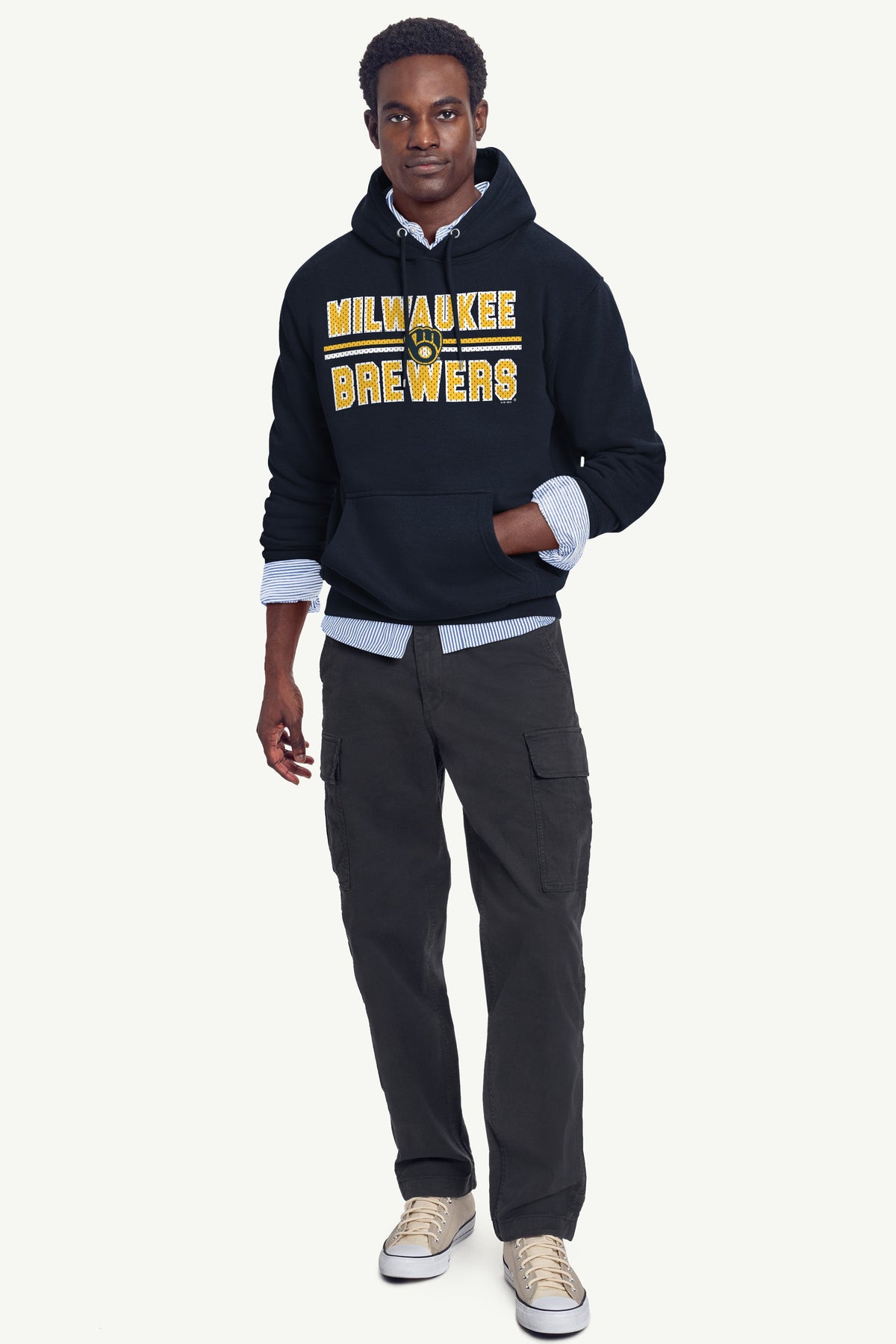 Starter Hot Sale | MENS MILWAUKEE BREWERS MESH LOOK HOODIE