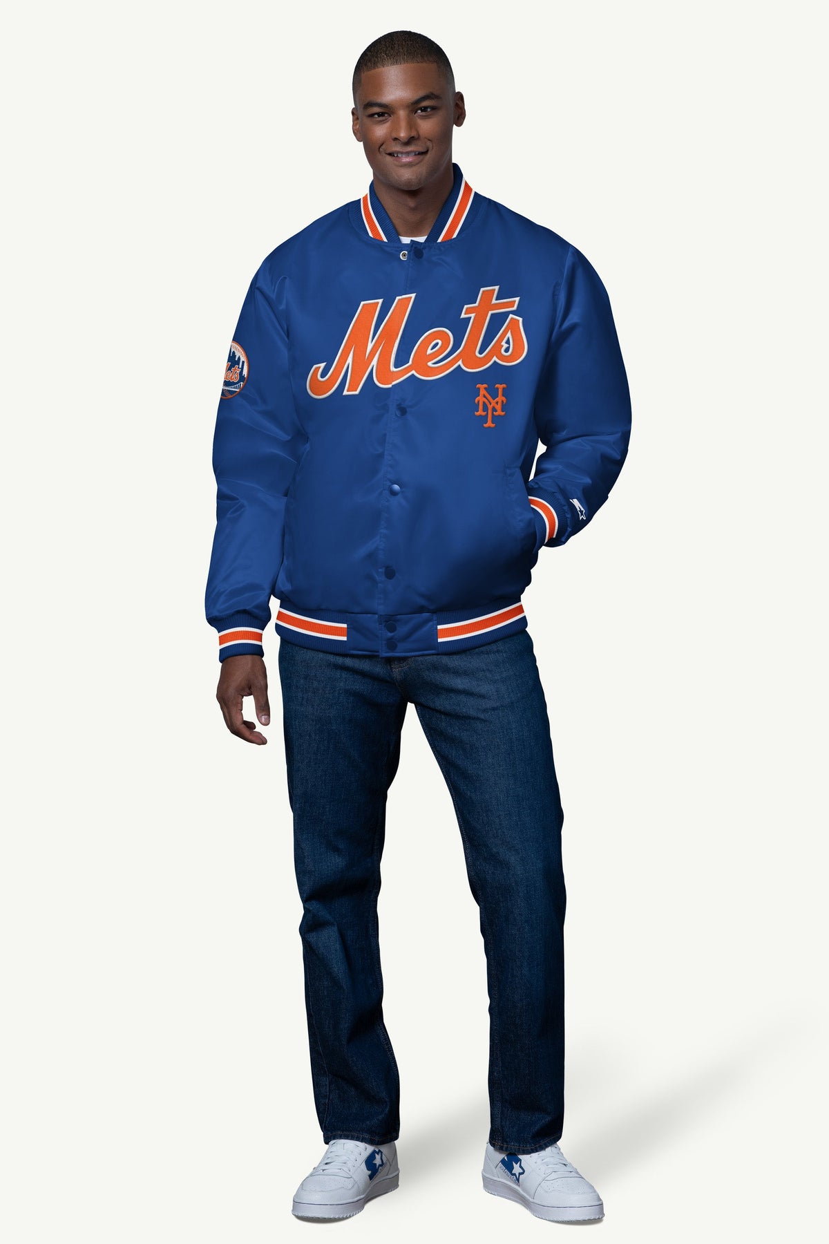 Starter Recommended | MENS NEW YORK METS SATIN VARSITY JACKET