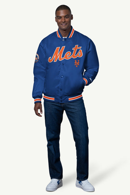 Starter Recommended | MENS NEW YORK METS SATIN VARSITY JACKET
