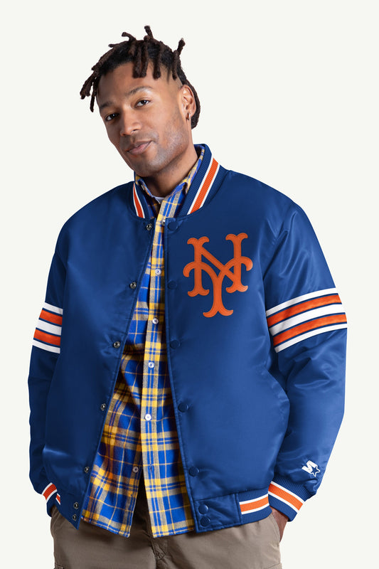 Starter Customer Favorite | MENS NEW YORK METS SATIN VARSITY JACKET