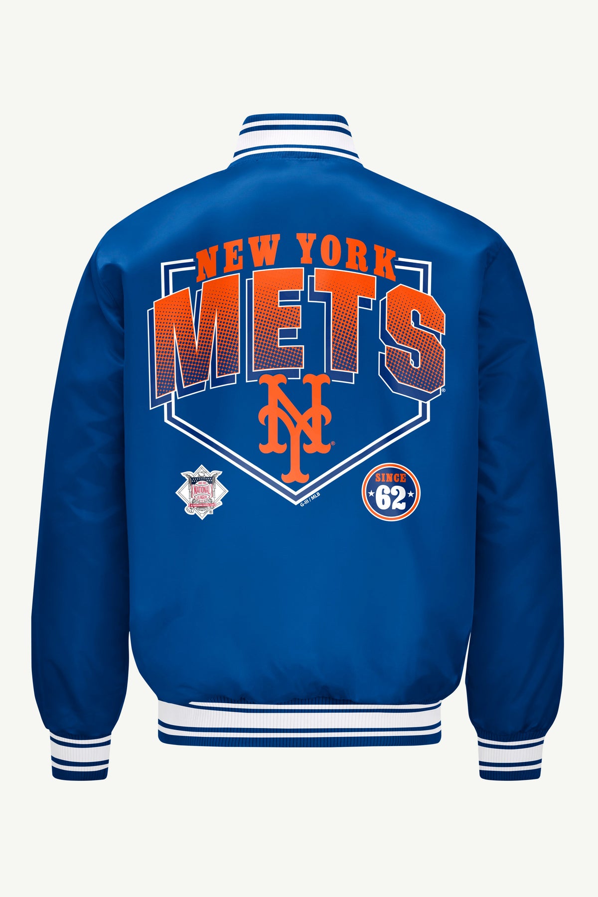 Starter New | MENS NEW YORK METS HOMEPLATE SATIN VARSITY JACKET