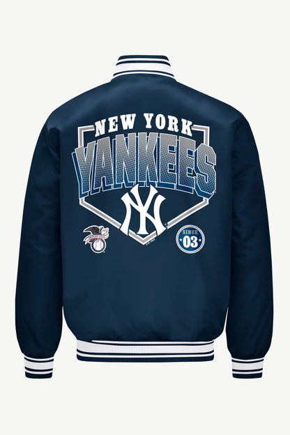 Starter Classic | MENS NEW YORK YANKEES PRINTED HOMEPLATE SATIN VARSITY JACKET