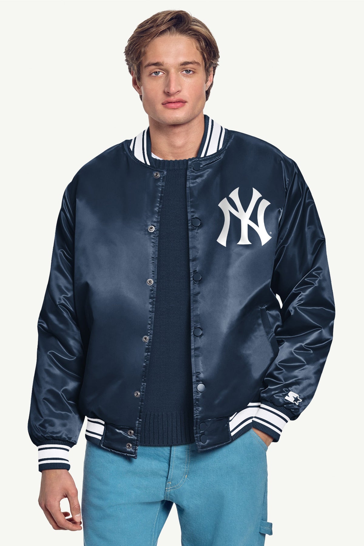 Starter Classic | MENS NEW YORK YANKEES PRINTED HOMEPLATE SATIN VARSITY JACKET