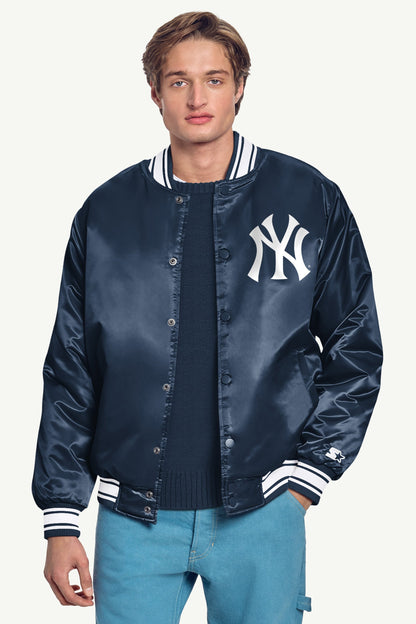 Starter Classic | MENS NEW YORK YANKEES PRINTED HOMEPLATE SATIN VARSITY JACKET