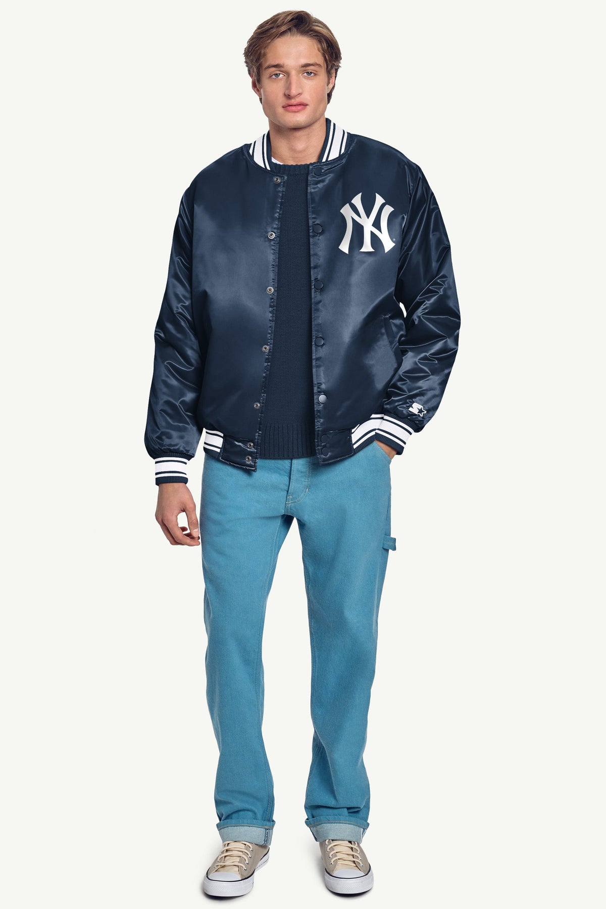 Starter Classic | MENS NEW YORK YANKEES PRINTED HOMEPLATE SATIN VARSITY JACKET
