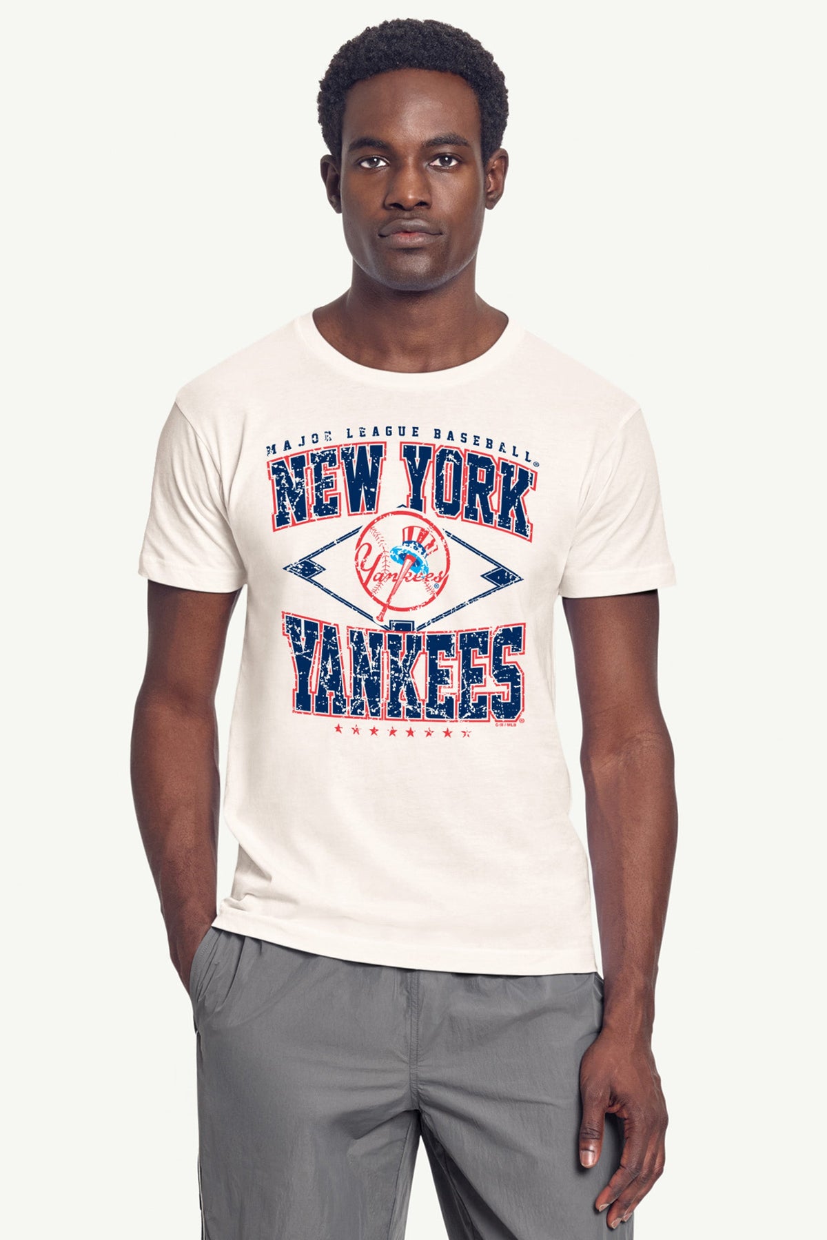 Starter Customer Favorite | MENS NEW YORK YANKEES DISTRESSED COOPERSTOWN DIAMOND SHORT SLEEVE T SHIRT