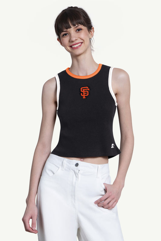 Starter Exclusive | WOMENS SAN FRANCISCO GIANTS PLAY THE BALL CROP TANK