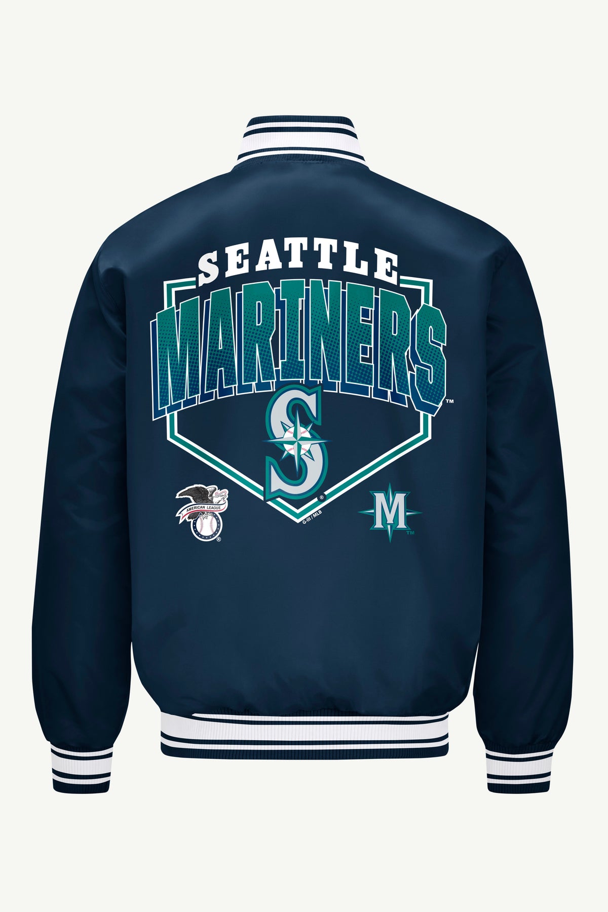 Starter Great Value | MENS SEATTLE MARINERS PRINTED HOMEPLATE SATIN VARSITY JACKET