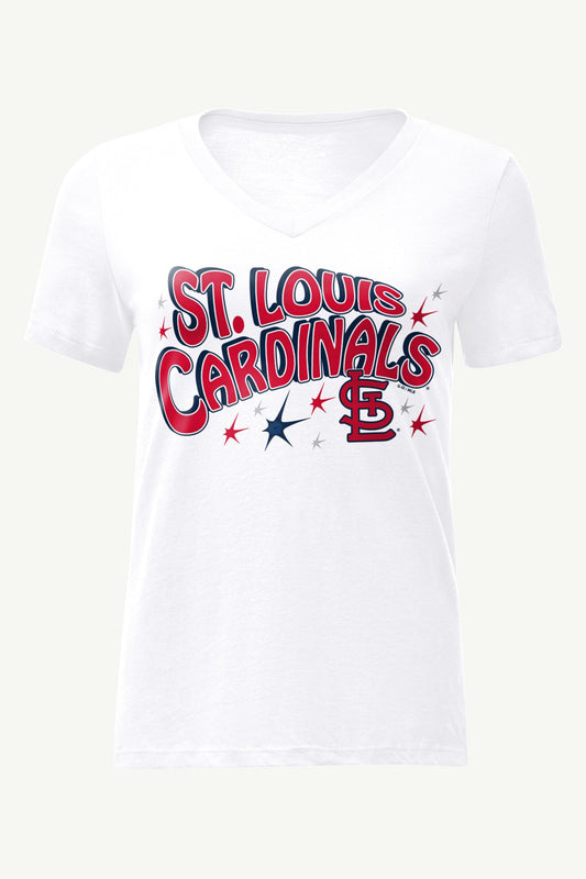 Starter Deals | WOMENS ST LOUIS CARDINALS FIREWORKS V NECK T SHIRT