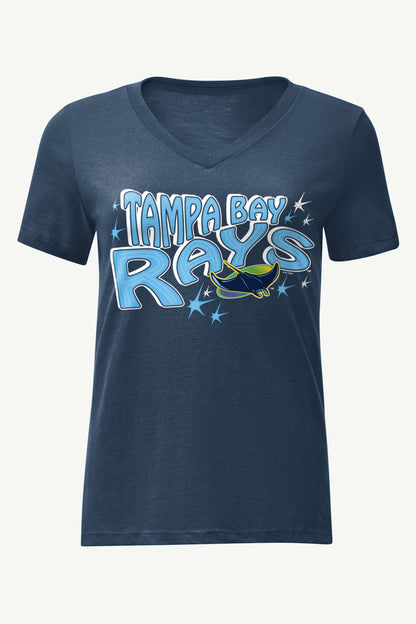 Starter Exclusive | WOMENS TAMPA BAY RAYS FIREWORKS V NECK T SHIRT
