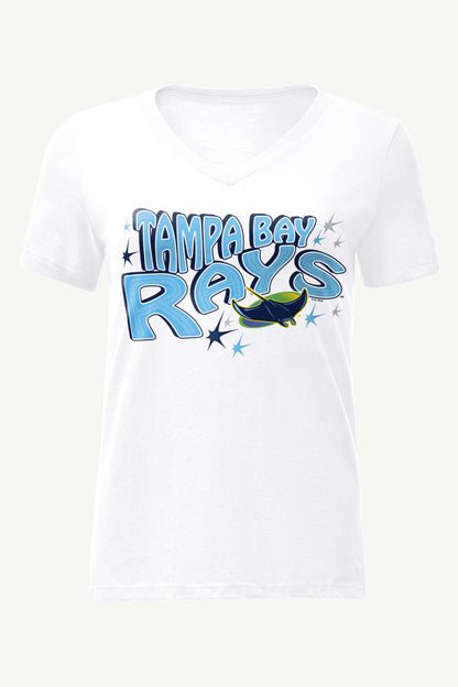 Starter New | WOMENS TAMPA BAY RAYS FIREWORKS V NECK T SHIRT