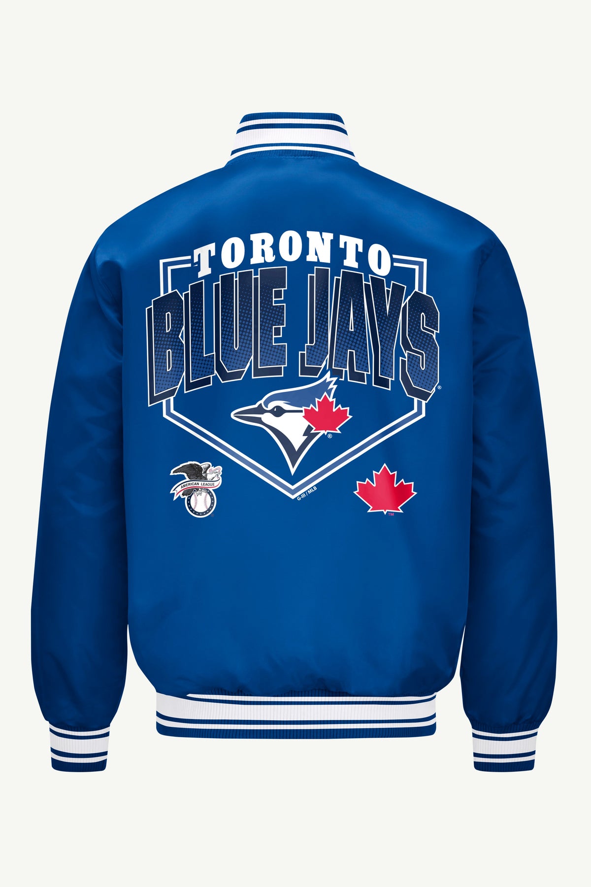 Starter Popular | MENS TORONTO BLUE JAYS HOMEPLATE SATIN VARSITY JACKET