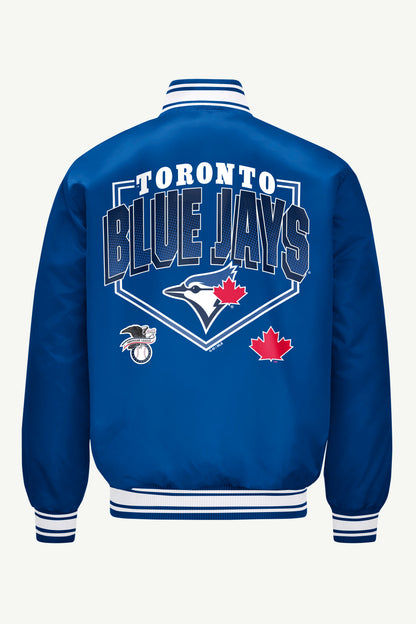 Starter Popular | MENS TORONTO BLUE JAYS HOMEPLATE SATIN VARSITY JACKET