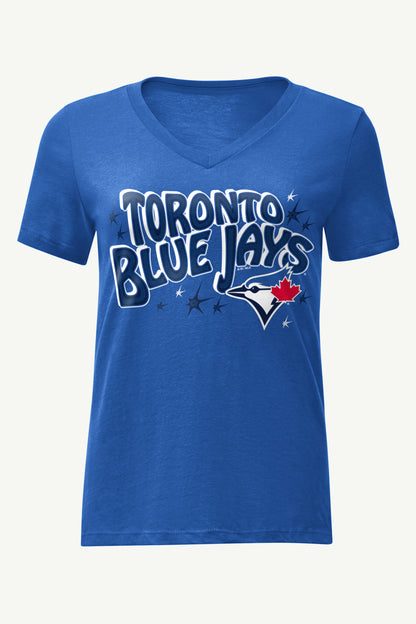 Starter Hot Sale | WOMENS TORONTO BLUE JAYS FIREWORKS V NECK T SHIRT