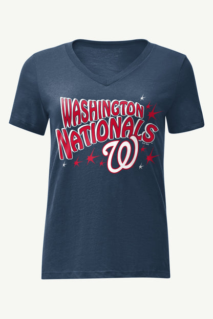 Starter Special Offer | WOMENS WASHINGTON NATIONALS FIREWORKS V NECK T SHIRT
