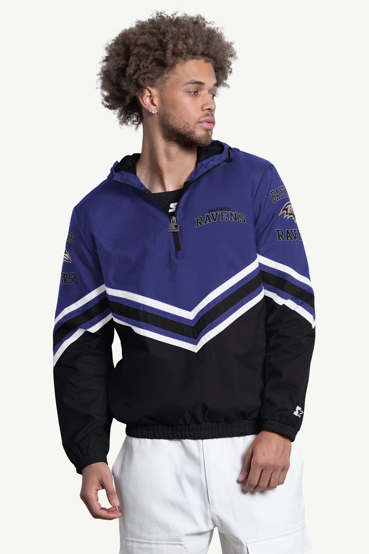 Starter Best Price | MENS BALTIMORE RAVENS  FAIR PLAY HALF ZIP HOODED PULLOVER