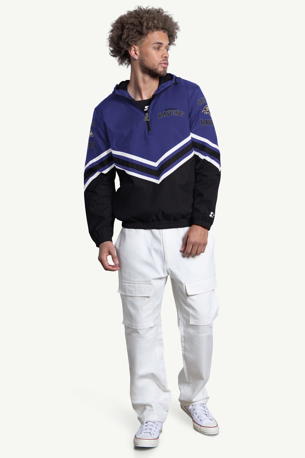 Starter Best Price | MENS BALTIMORE RAVENS  FAIR PLAY HALF ZIP HOODED PULLOVER