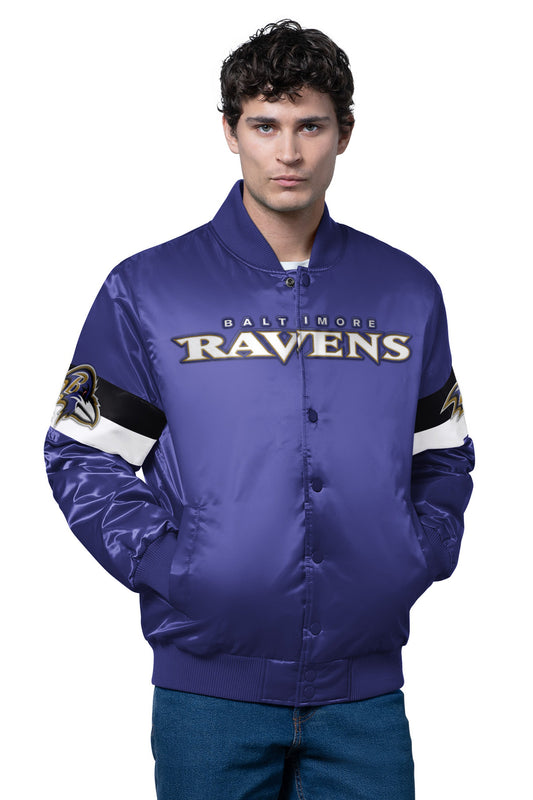 Starter Trusted | MENS BALTIMORE RAVENS TRIPLE OPTION SATIN VARSITY JACKET