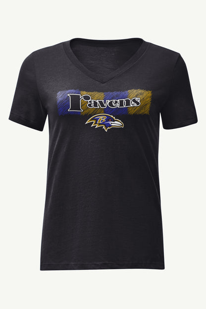 Starter Special Offer | WOMENS BALTIMORE RAVENS COLOR SHADING V-NECK T SHIRT