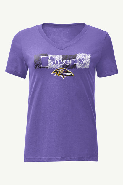 Starter Latest | WOMENS BALTIMORE RAVENS COLOR SHADING V-NECK T SHIRT