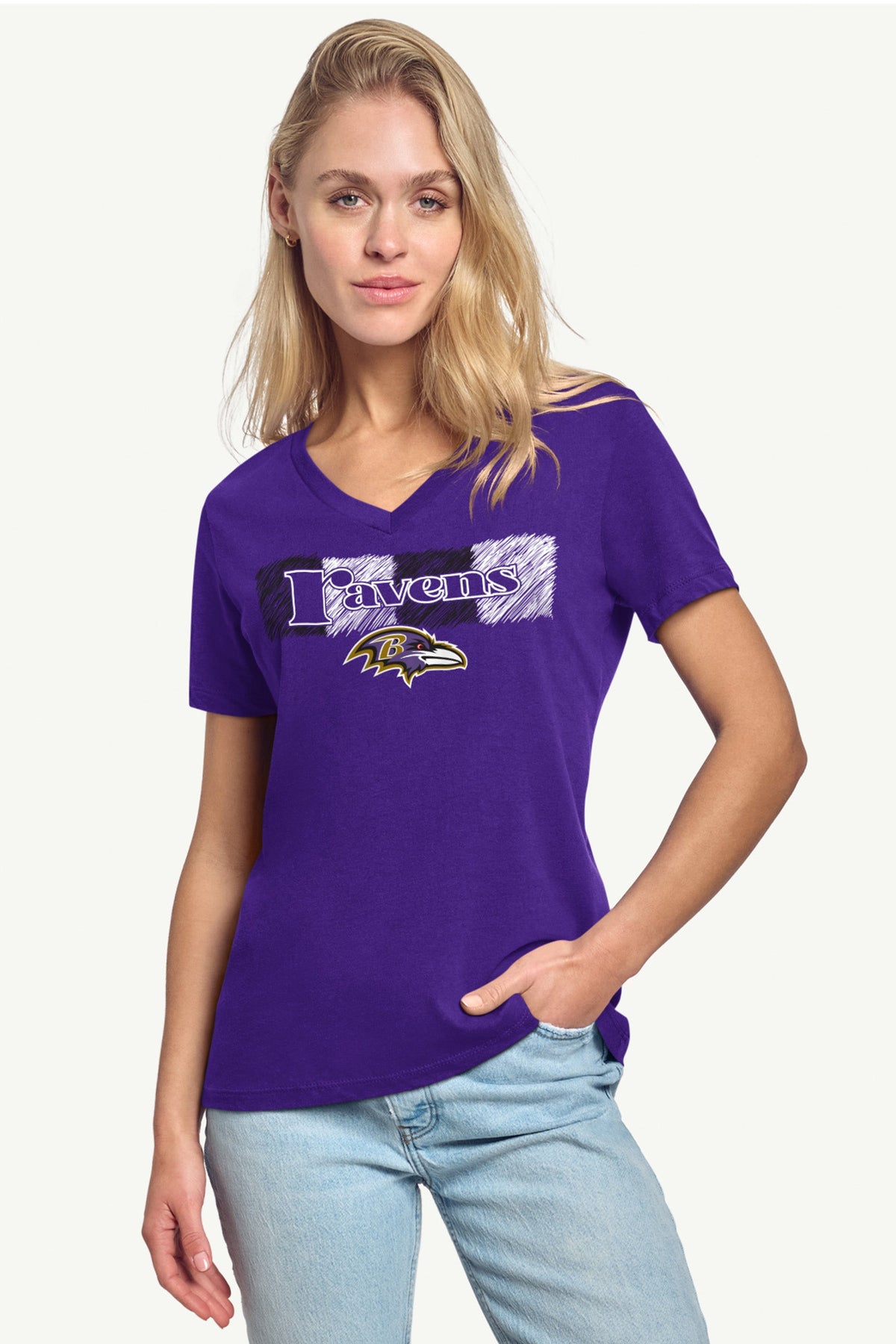 Starter Latest | WOMENS BALTIMORE RAVENS COLOR SHADING V-NECK T SHIRT