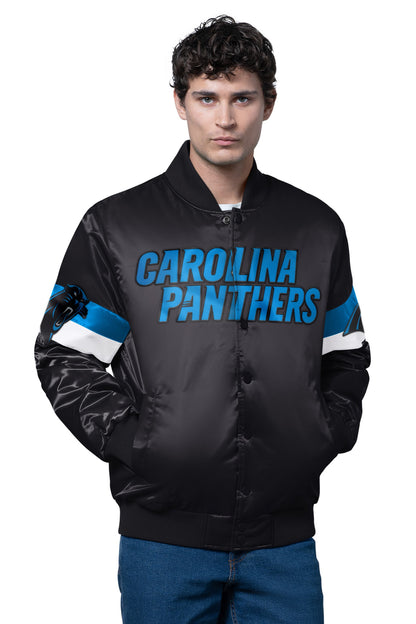 Starter Recommended | MENS CAROLINA PANTHERS TRIPLE OPTION SATIN VARSITY JACKET