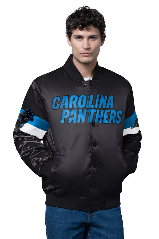 Starter Recommended | MENS CAROLINA PANTHERS TRIPLE OPTION SATIN VARSITY JACKET
