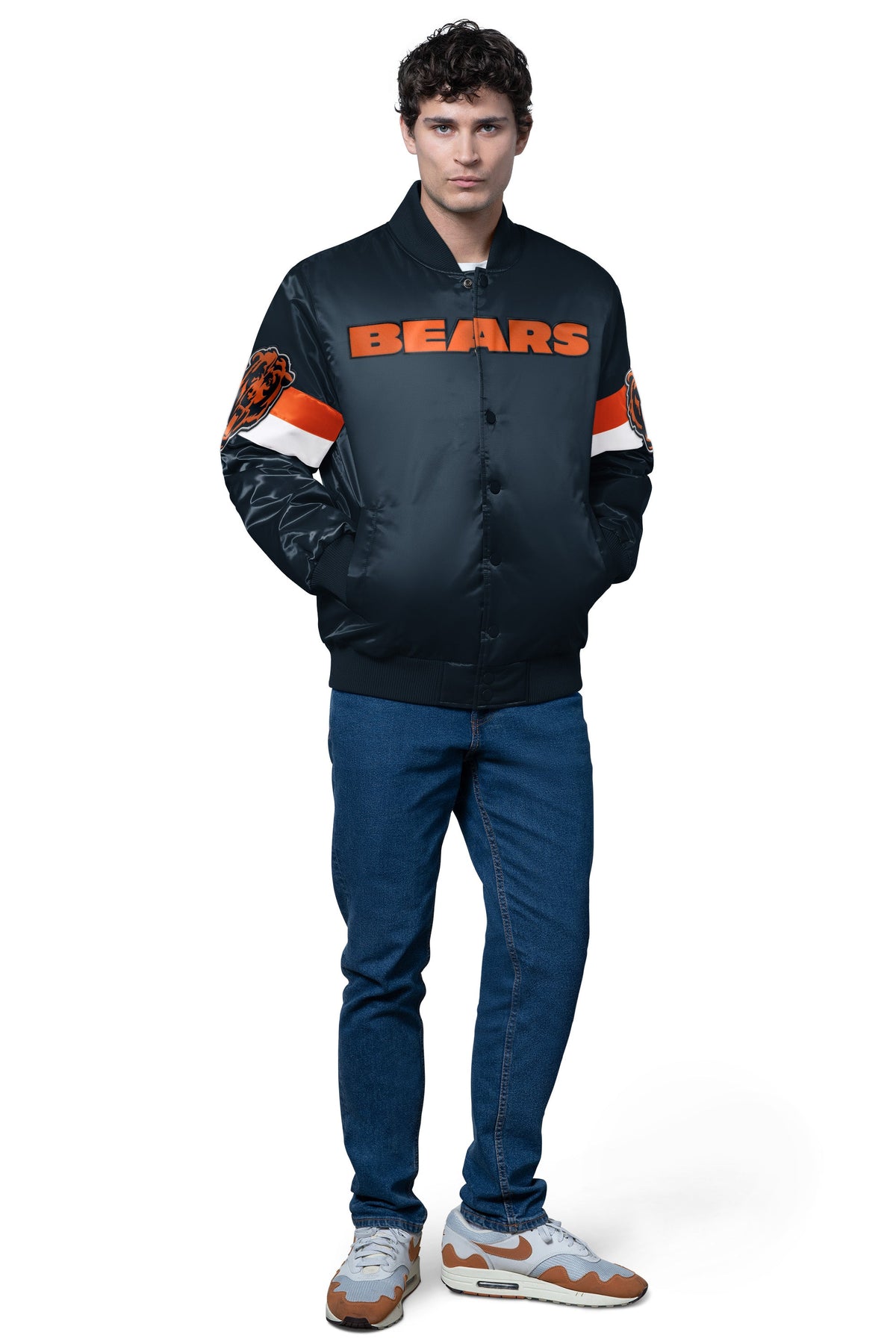 Starter Essential | MENS CHICAGO BEARS TRIPLE OPTION SATIN VARSITY JACKET