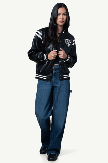 Starter Latest | WOMENS CHICAGO BEARS FAUX LEATHER VARSITY JACKET
